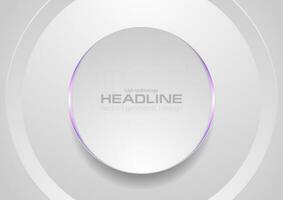 Grey circle with violet light abstract tech background vector