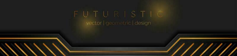 Black and golden abstract technical banner design vector