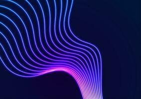 Blue ultraviolet neon curved wavy lines abstract background vector