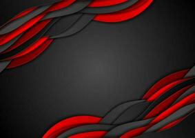 Red and black abstract wavy corporate background vector