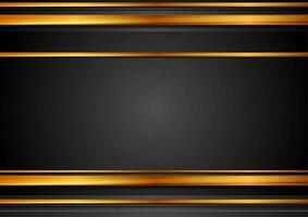 Black and bronze abstract tech background with glossy stripes vector