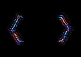 Abstract tech glowing neon geometric shape background with glitch effect vector