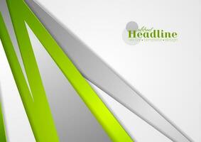 Abstract green and grey stripes tech corporate background vector
