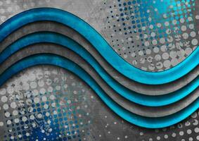 Grey and blue contrast waves corporate abstract background vector