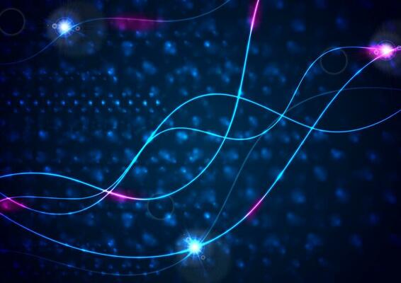 Retro neon 80s shiny wavy lines abstract background