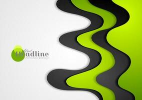 Green and black abstract corporate wavy background vector