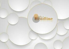 Grey silver circles with bronze luxury outlines background vector