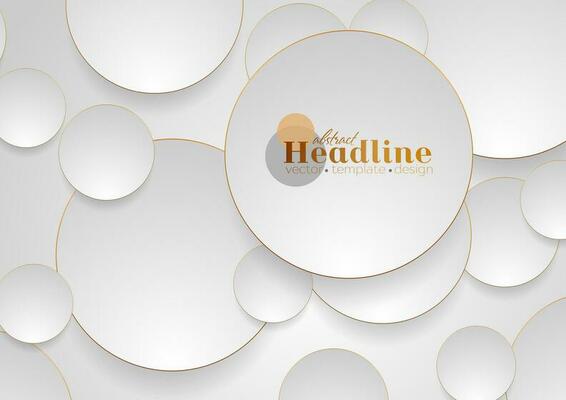Grey silver circles with bronze luxury outlines background