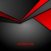 Abstract red and black contrast tech background vector