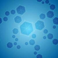 Blue abstract hexagon molecules tech background vector