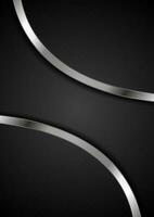 Black background with silver wavy stripes vector