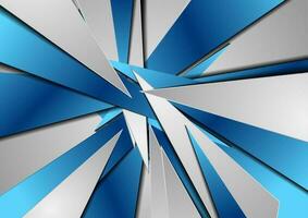 Blue grey abstract glossy polygonal shapes technology background vector