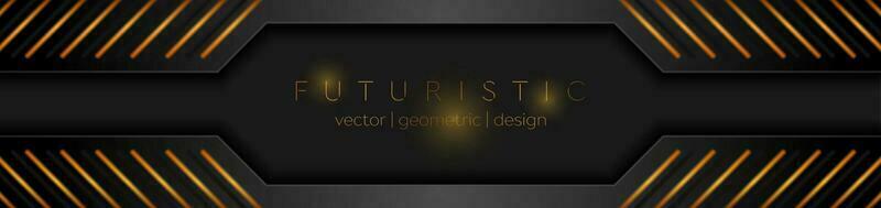 Black and golden abstract technical banner design vector