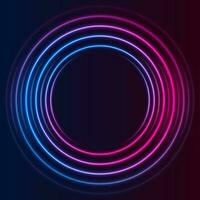 Blue and purple neon circles abstract futuristic background vector