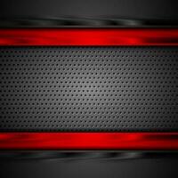 Glossy black and red stripes on perforated background vector