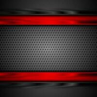 Glossy black and red stripes on perforated background vector