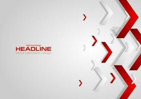 Red and grey tech abstract background with arrows vector