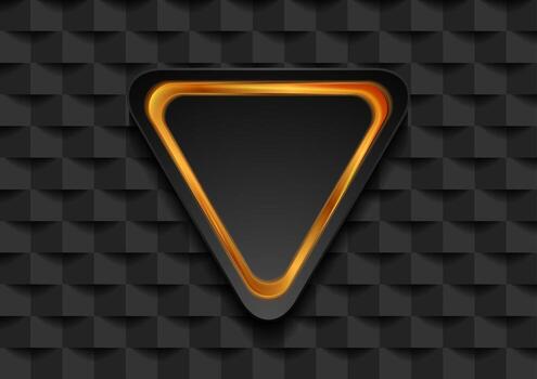 Golden triangle on black tech mosaic abstract background vector
