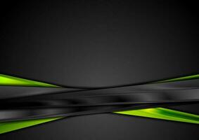 Black and green abstract glossy stripes background vector