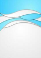 Abstract bright blue corporate wavy flyer design vector