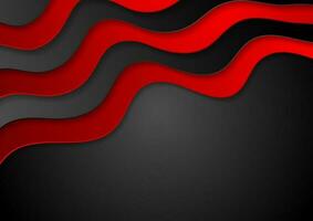 Red and black abstract corporate waves background vector