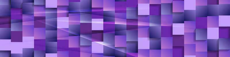 Abstract tech banner with ultraviolet glossy mosaic squares vector