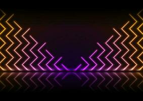 Neon zig zag lines technology abstract background vector