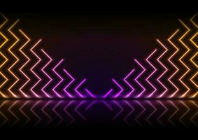 Neon zig zag lines technology abstract background vector