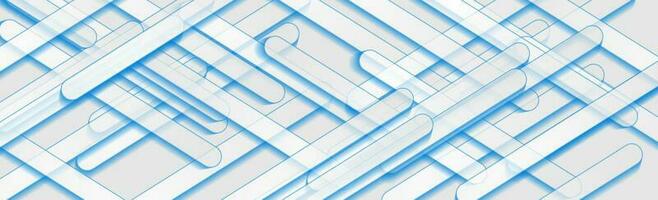 Blue and white stripes abstract tech banner background vector