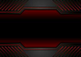 Black and red abstract hi-tech geometry background vector
