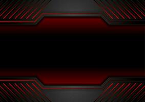 Black and red abstract hi-tech geometry background vector