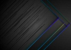 Black abstract corporate background with neon lights vector