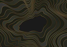 Black and golden liquid refracted waves abstract background vector