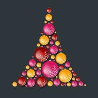 Bright abstract fir tree from Christmas balls vector