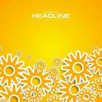 Bright orange tech gears mechanism pattern background vector