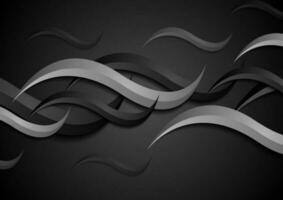 Grey and black abstract waves vector background