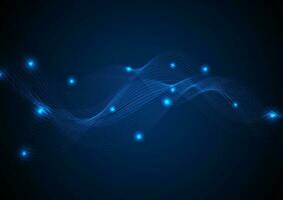 Dark blue glowing waves background vector