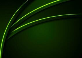 Dark green corporate background with glow neon lines vector