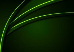 Dark green corporate background with glow neon lines vector