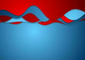 Blue and red abstract wavy background vector