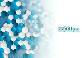 Bright blue and white hexagons abstract background vector