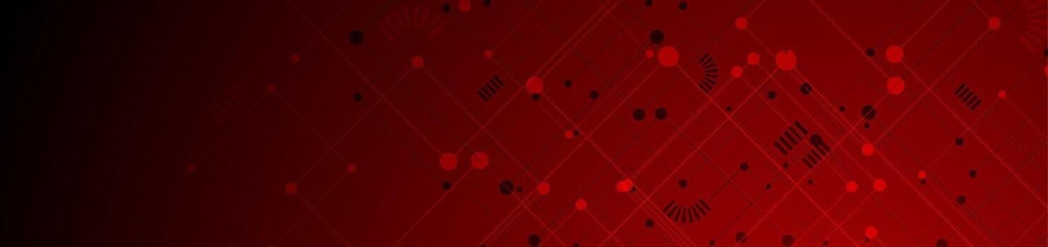 Abstract red tech circuit board lines drawing vector banner