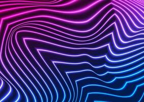 Blue purple flowing refracted neon waves abstract background vector