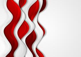 Abstract corporate background with red and grey waves vector