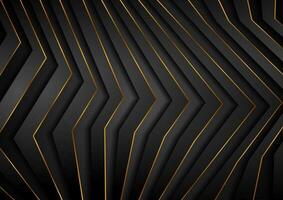 Black and golden refracted stripes abstract background vector