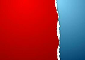 Blue and red paper background with ragged edge vector