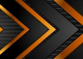 Black and bronze abstract tech background with arrows vector