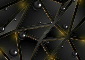 Hi-tech low poly background with black glossy beads vector