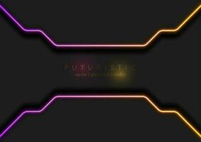 Abstract black technology background with neon light vector