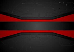 Contrast red black tech abstract background vector